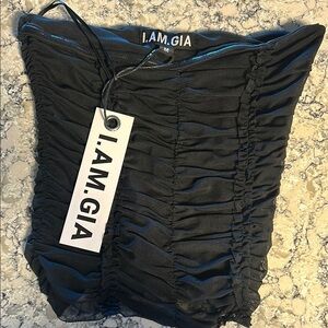 I.AM.GIA Black Ruched Bustier Bodysuit